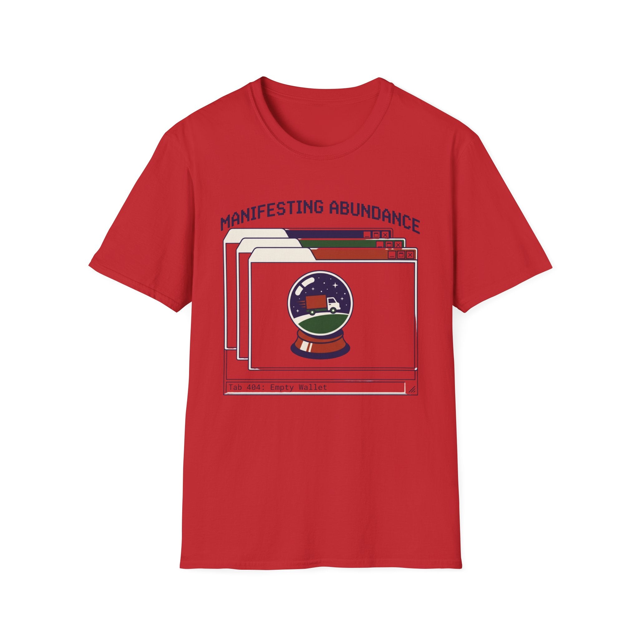 Manifesting Abundance T-Shirt | Retro Crystal Ball & Browser Window Graphic