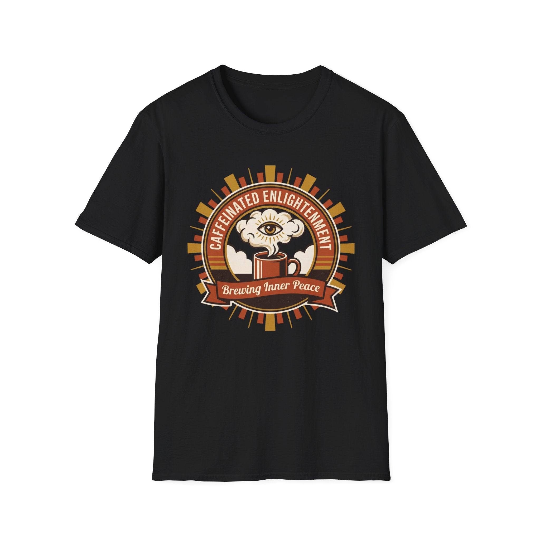 Caffeinated Enlightenment Tee | 'Brewing Inner Peace' Coffee Graphic T-Shirt