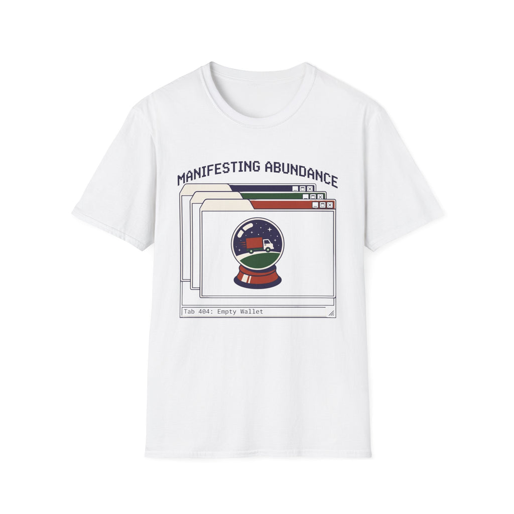 Manifesting Abundance T-Shirt | Retro Crystal Ball & Browser Window Graphic