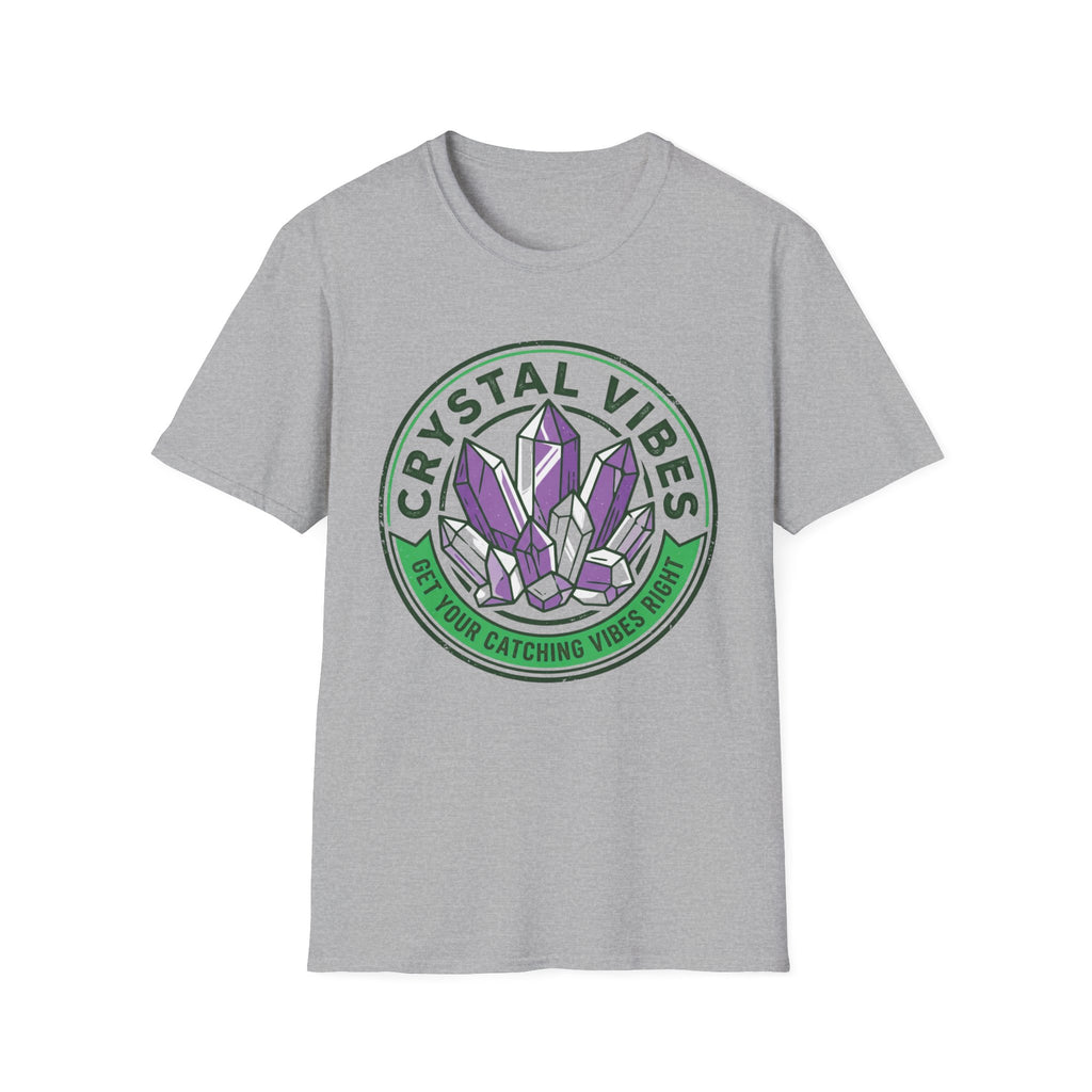 Crystal Vibes T-Shirt | Purple Crystal Graphic Tee for Spiritual & Wellness Lovers