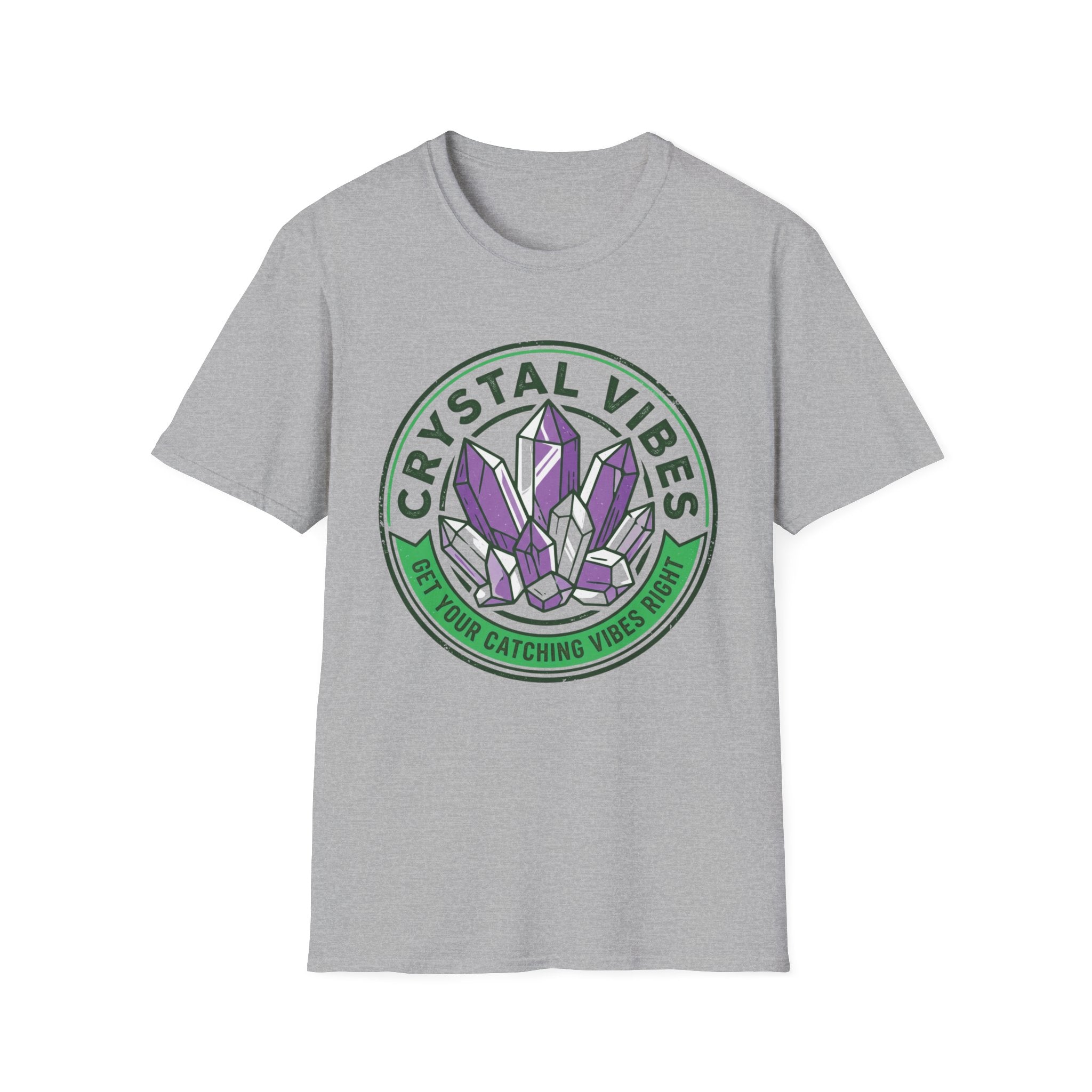 Crystal Vibes T-Shirt | Purple Crystal Graphic Tee for Spiritual & Wellness Lovers