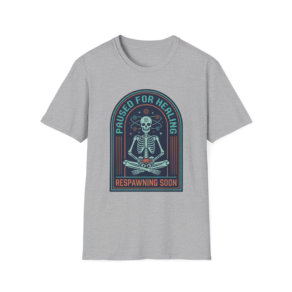 "Paused for Healing, Respawning Soon" Skeleton Graphic T-Shirt