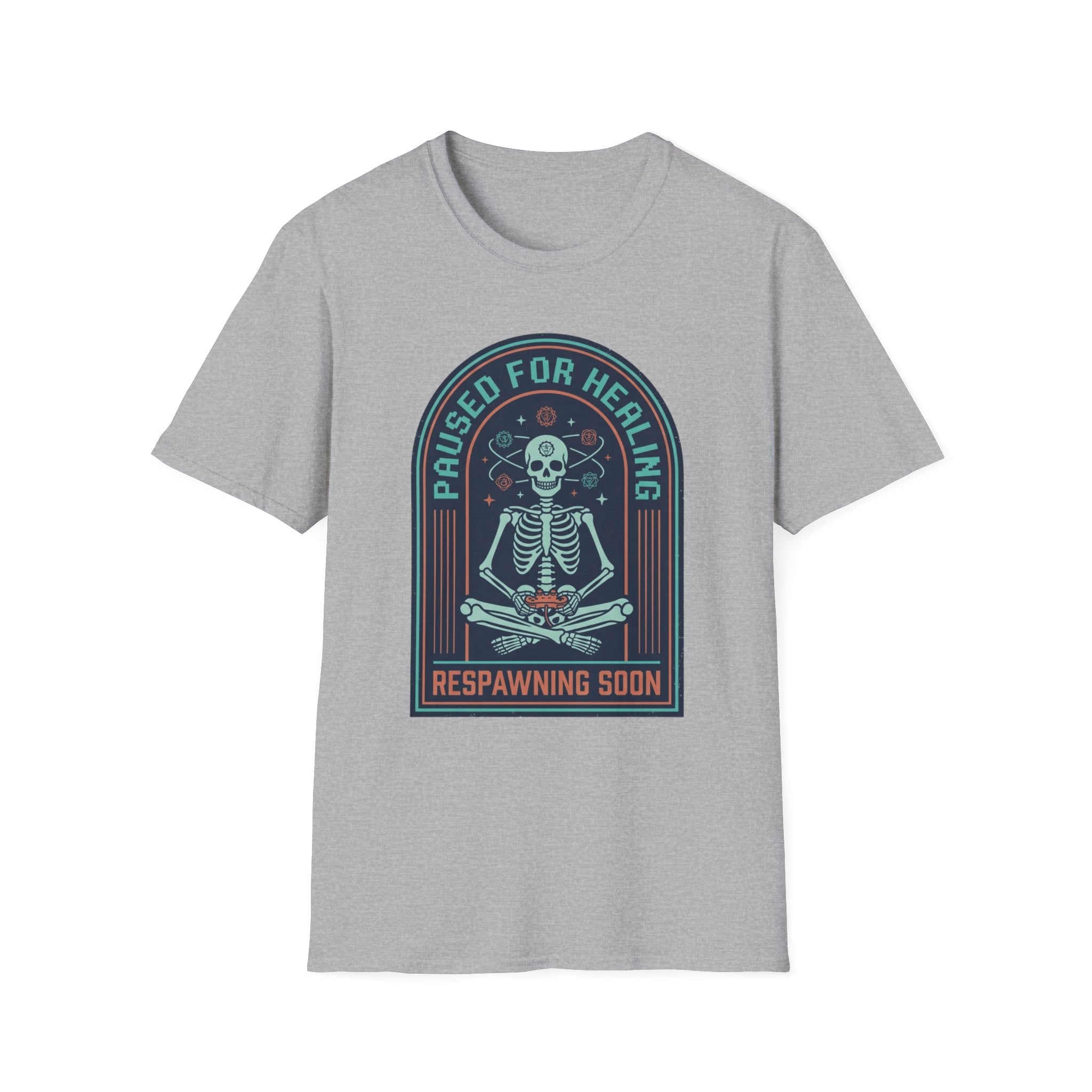 "Paused for Healing, Respawning Soon" Skeleton Graphic T-Shirt