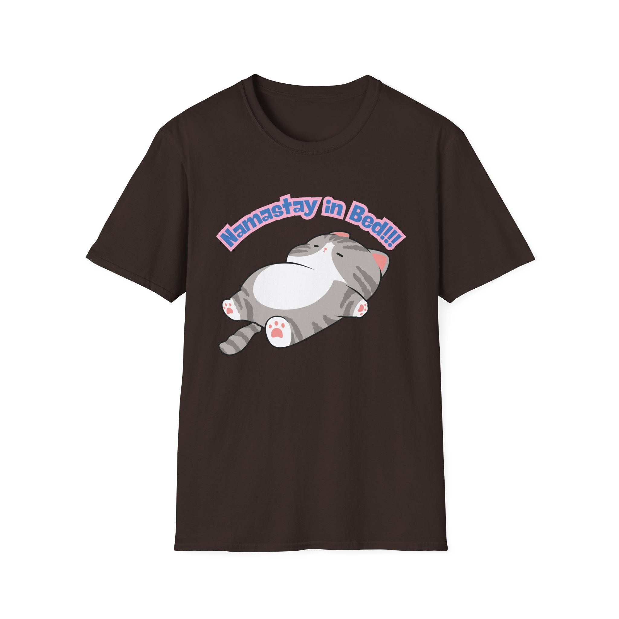 Namastay in Bed T-Shirt | Cute Lazy Cat Graphic Tee