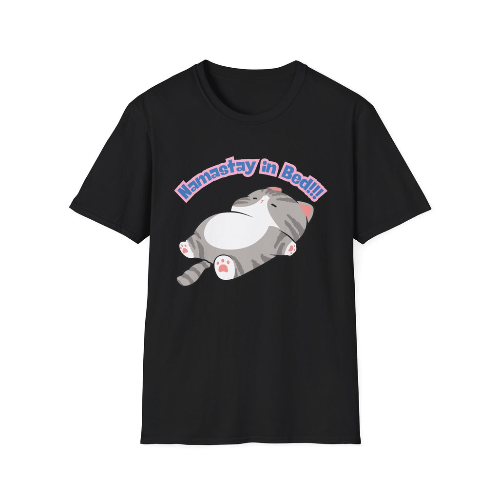 Namastay in Bed T-Shirt | Cute Lazy Cat Graphic Tee