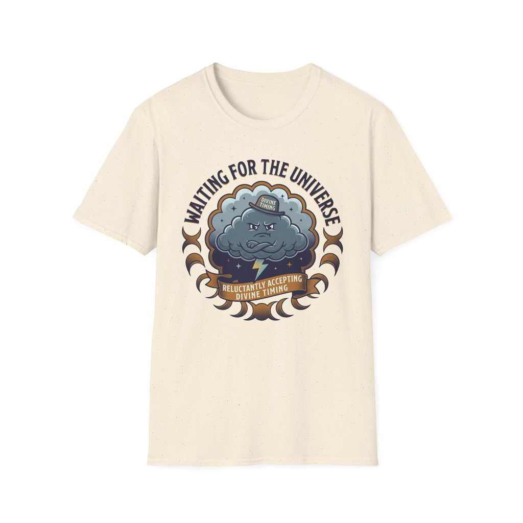 Waiting for the Universe T-Shirt | Moody Cloud Graphic Tee ("Divine Timing")