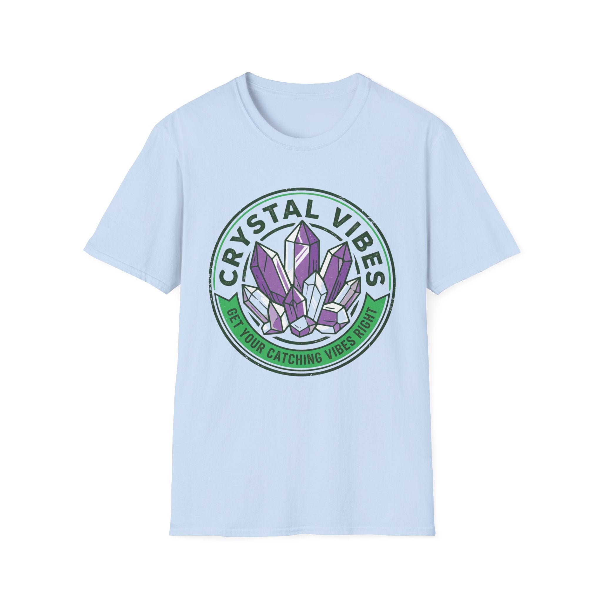 Crystal Vibes T-Shirt | Purple Crystal Graphic Tee for Spiritual & Wellness Lovers