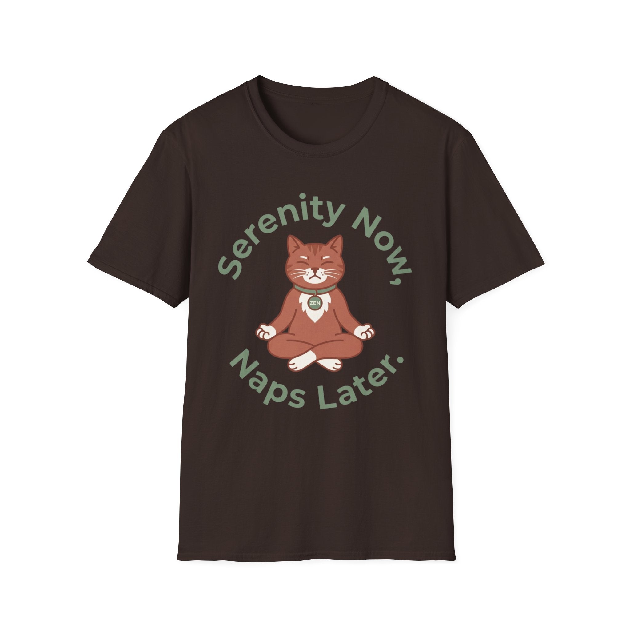 Serenity Now, Naps Later T-Shirt | Cute Meditating Cat Tee