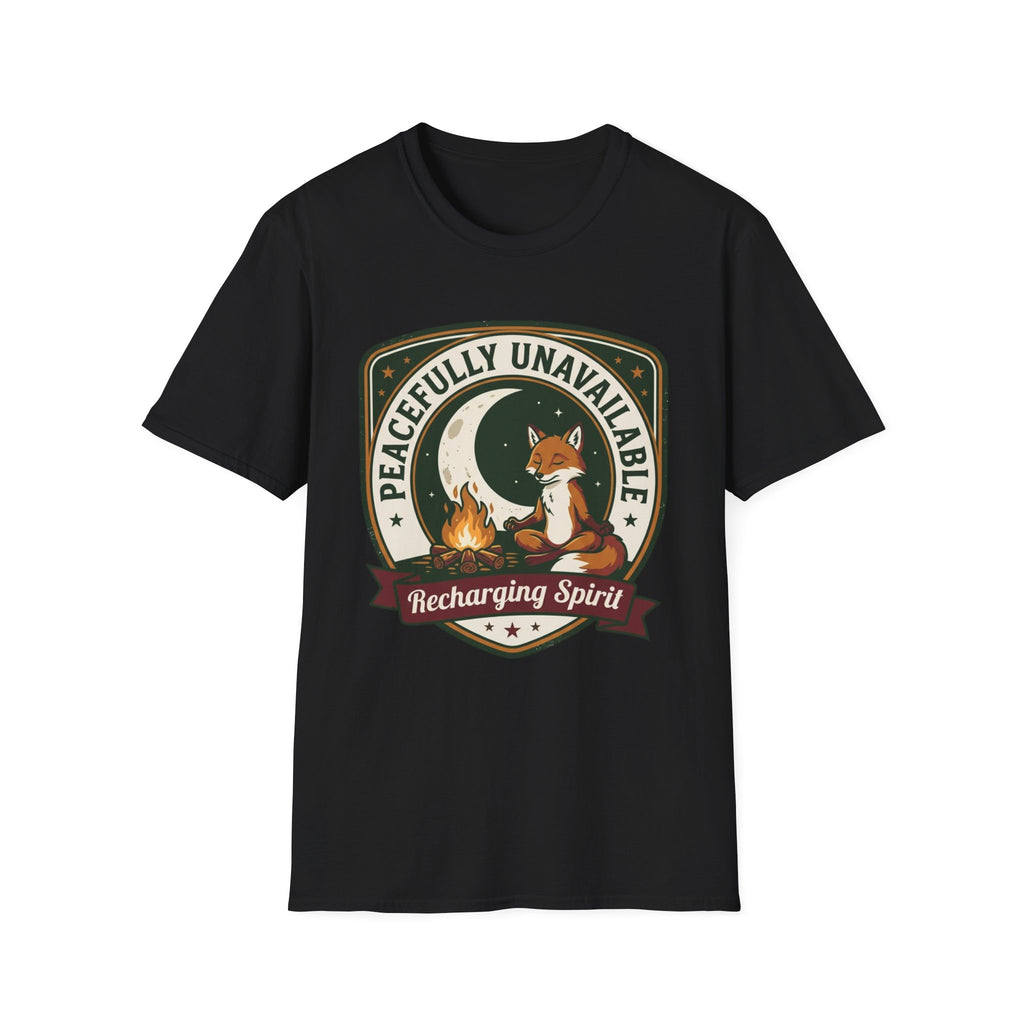 Peacefully Unavailable Fox T-Shirt | 'Recharging Spirit' Cute Night Moon Graphic Tee