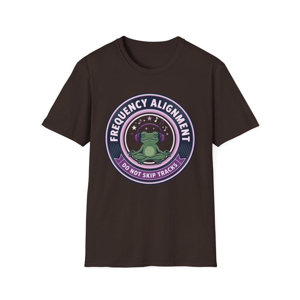 Frequency Alignment T-Shirt | Frog with Headphones “Do Not Skip Tracks”