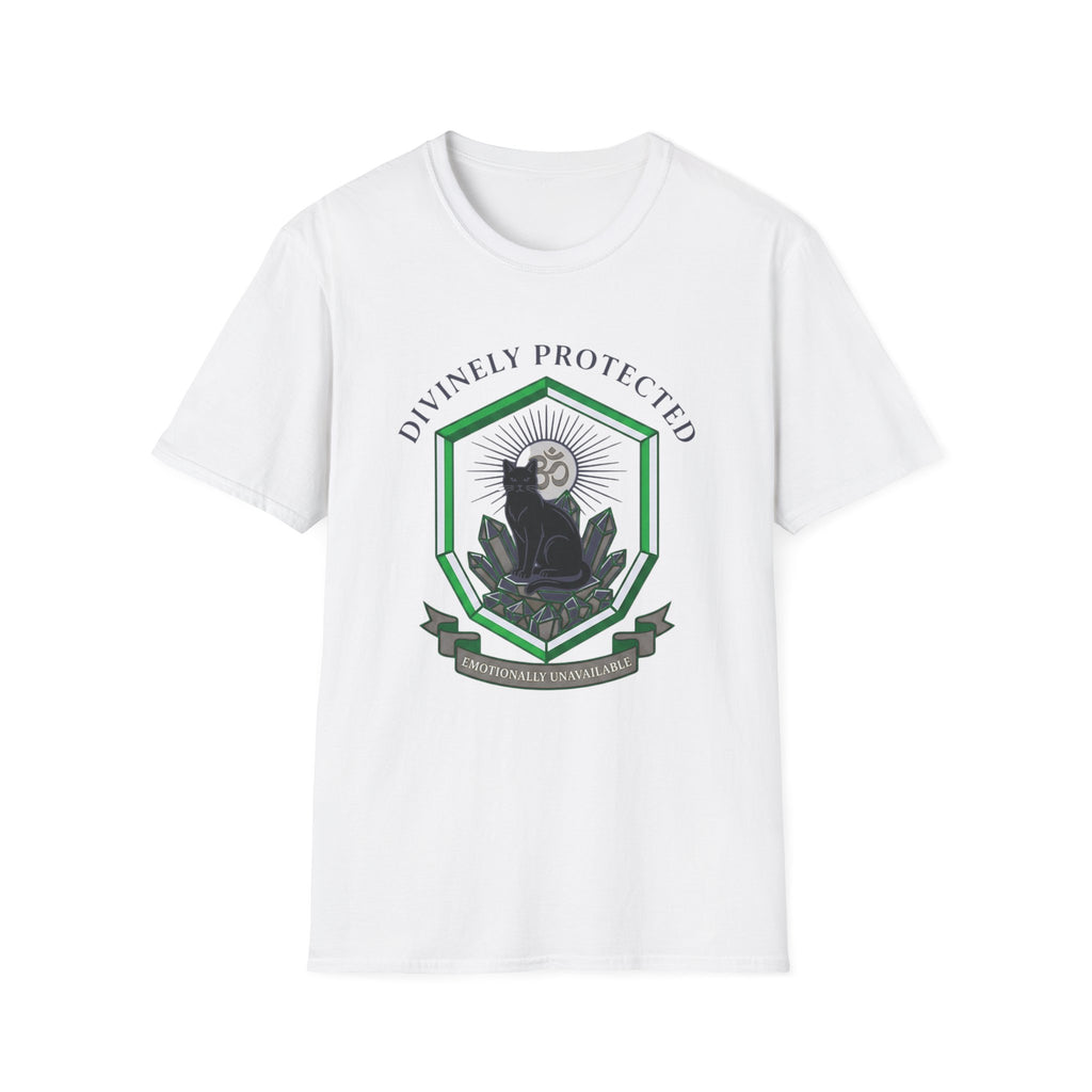 Divinely Protected T-Shirt | Spiritual Black Cat Om Symbol Tee