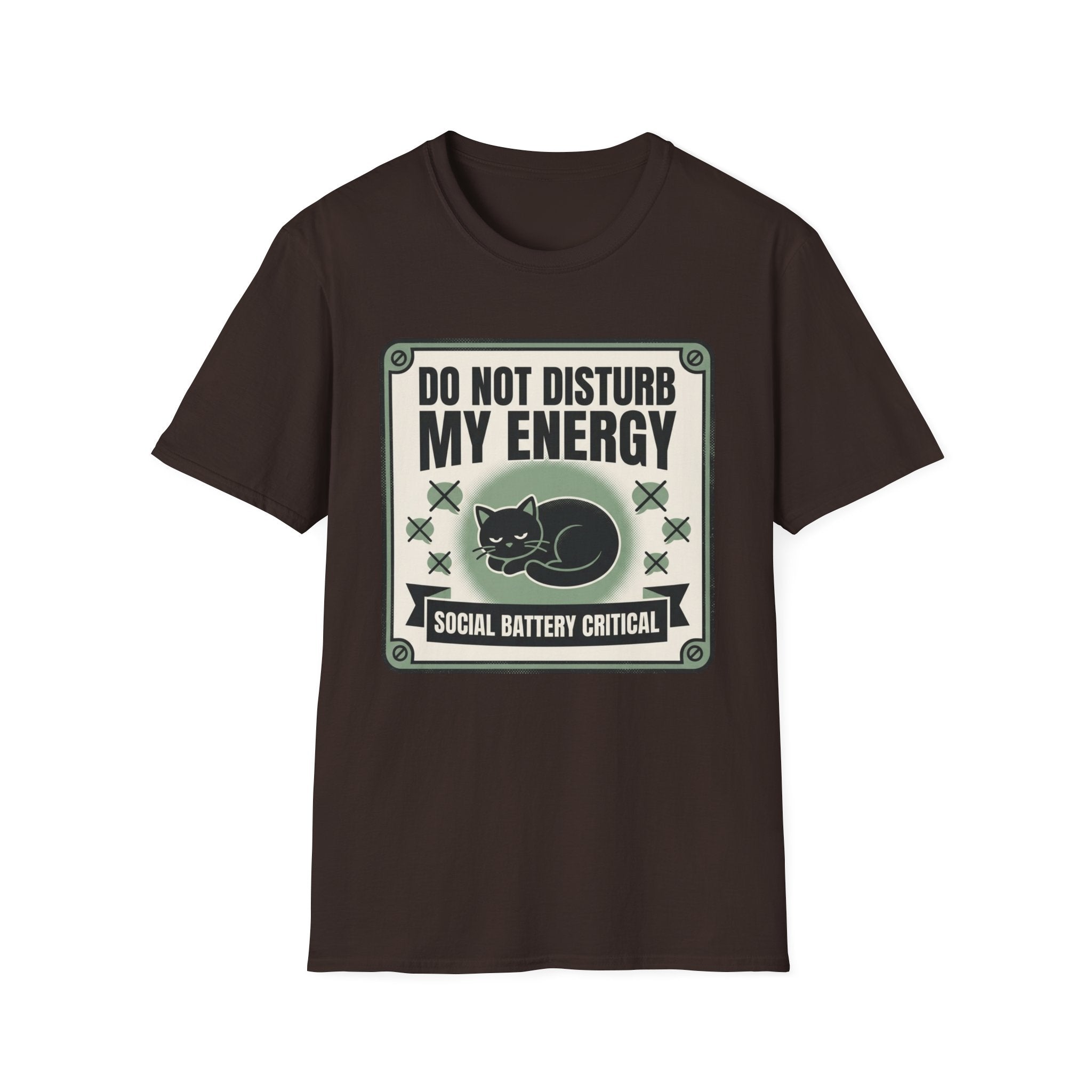 Do Not Disturb My Energy T-Shirt | Cat "Social Battery Critical" Graphic Tee