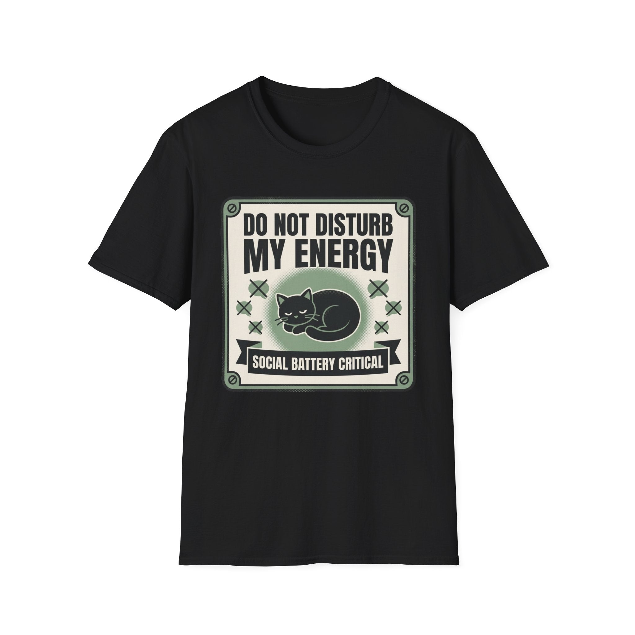 Do Not Disturb My Energy T-Shirt | Cat "Social Battery Critical" Graphic Tee