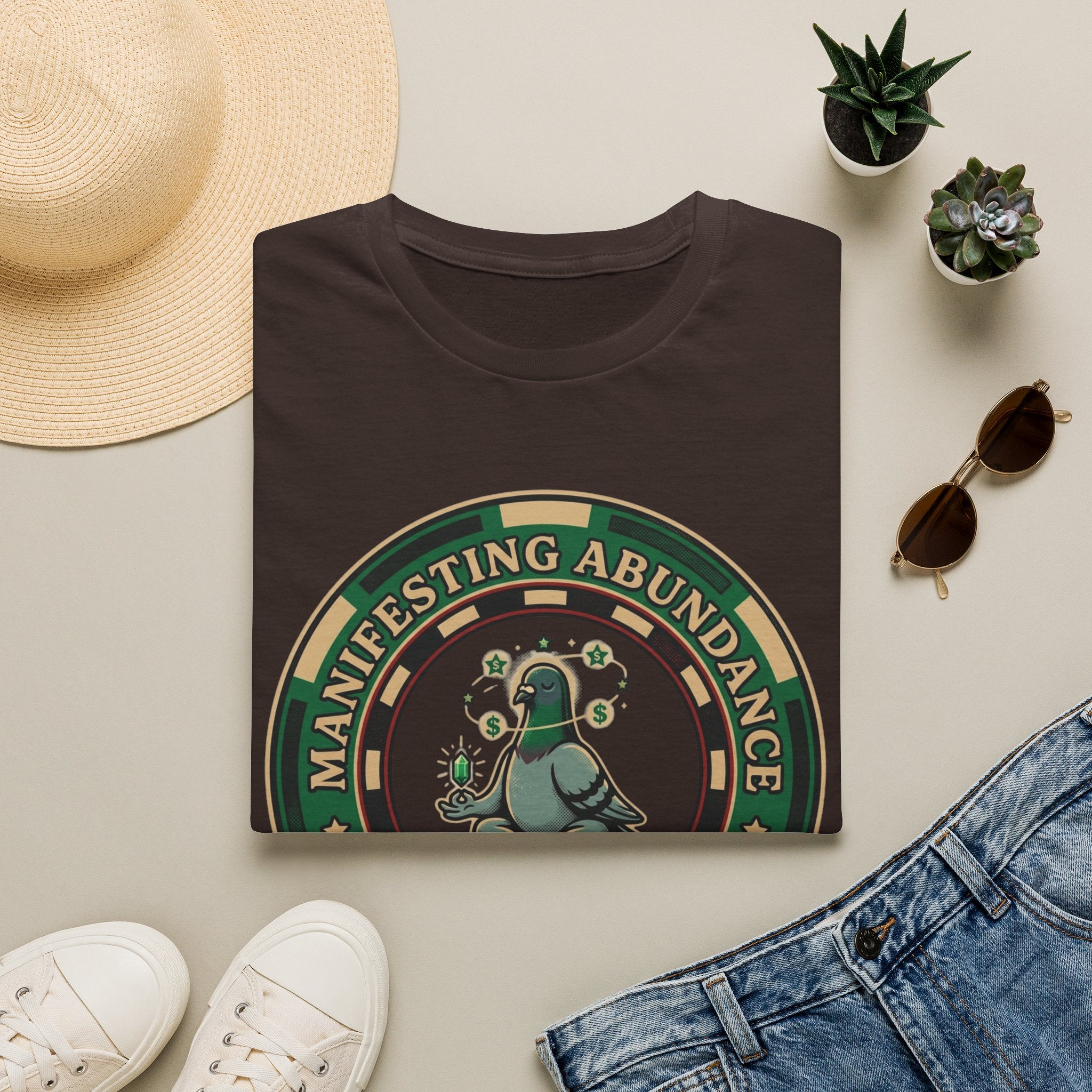 Manifesting Abundance T-Shirt | Cute Pigeon Money Luck Graphic Tee