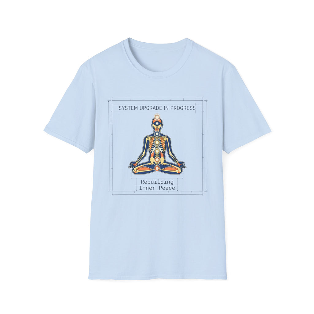 System Upgrade In Progress T-Shirt | Chakra Meditation Skeleton Graphic