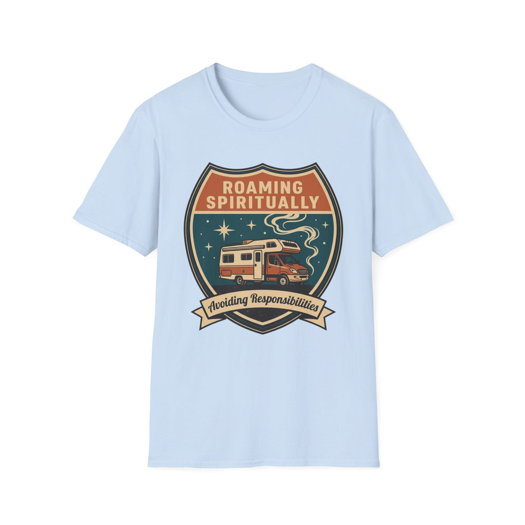 Roaming Spiritually RV Graphic T-Shirt | Vintage Camper Faith Travel Tee