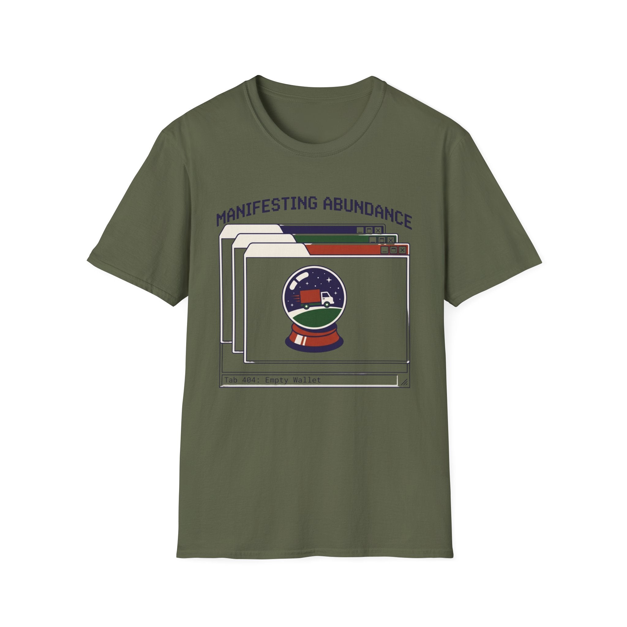 Manifesting Abundance T-Shirt | Retro Crystal Ball & Browser Window Graphic