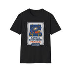 Astral Shipment T-Shirt | "Fragile: Maintaining Better Vibes" Cosmic Luggage Tee