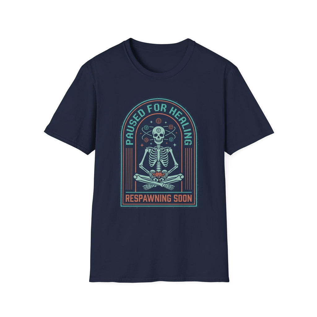 "Paused for Healing, Respawning Soon" Skeleton Graphic T-Shirt