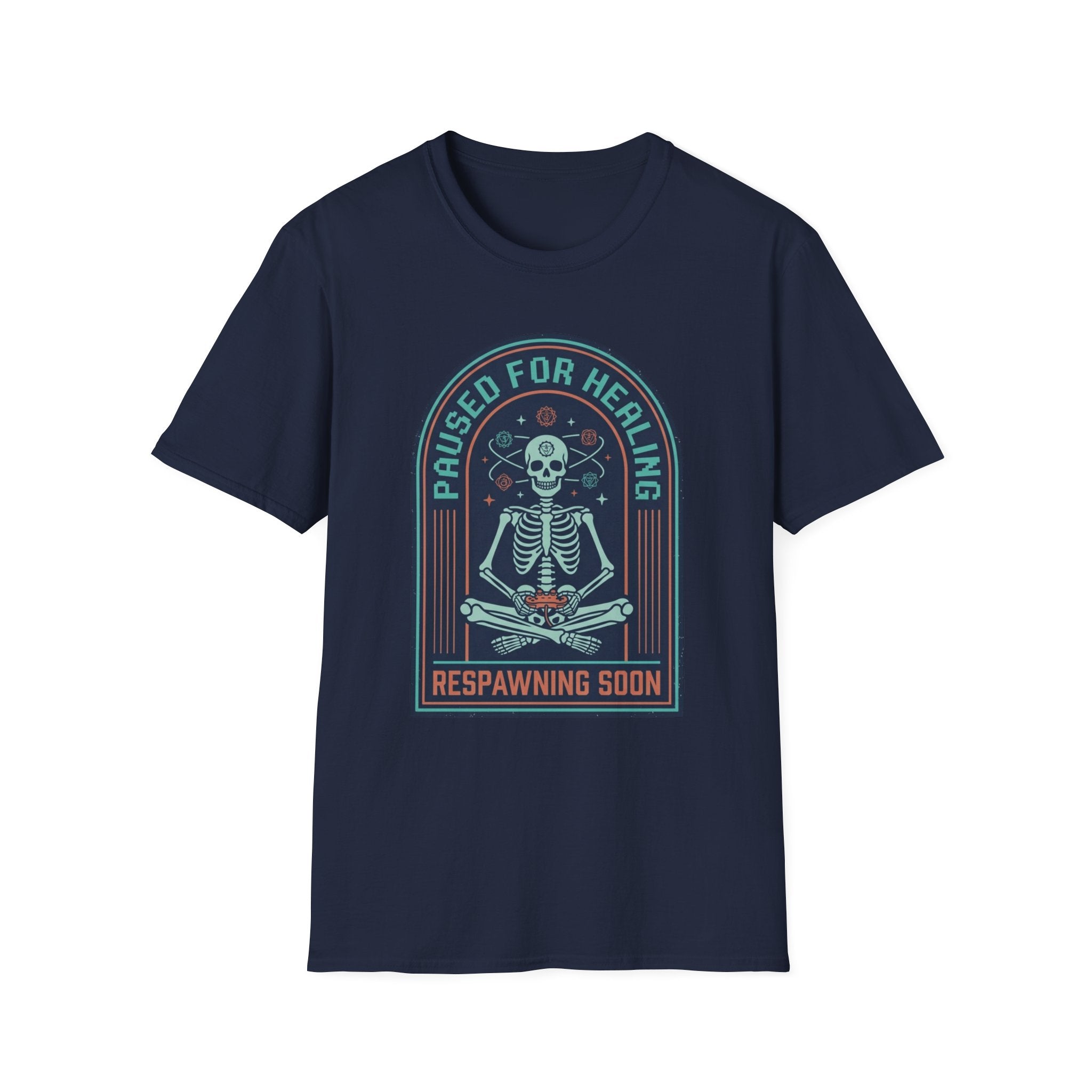 "Paused for Healing, Respawning Soon" Skeleton Graphic T-Shirt