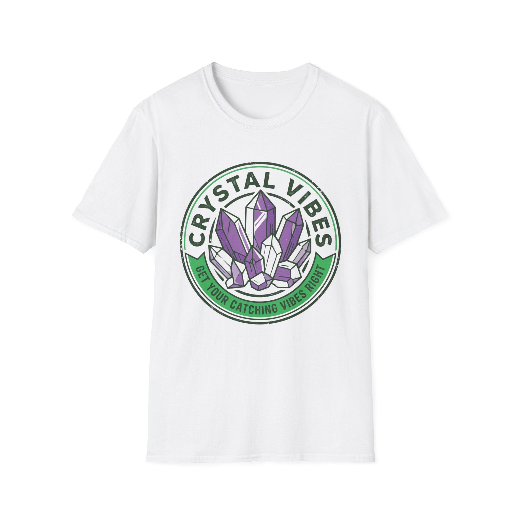 Crystal Vibes T-Shirt | Purple Crystal Graphic Tee for Spiritual & Wellness Lovers
