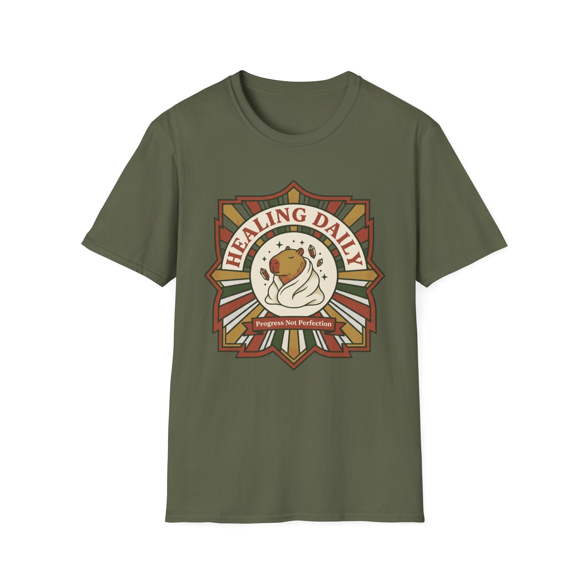 "Healing Daily" Cozy Spiritual Graphic T-Shirt