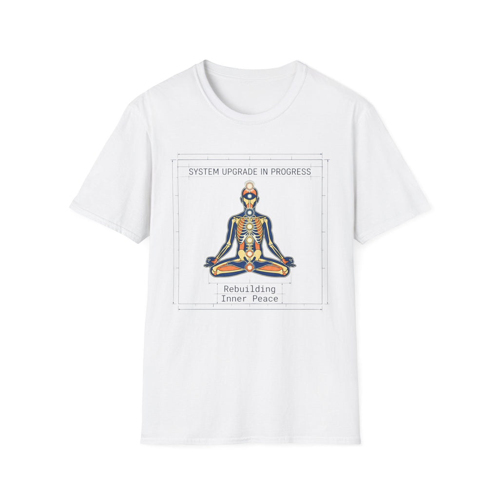System Upgrade In Progress T-Shirt | Chakra Meditation Skeleton Graphic