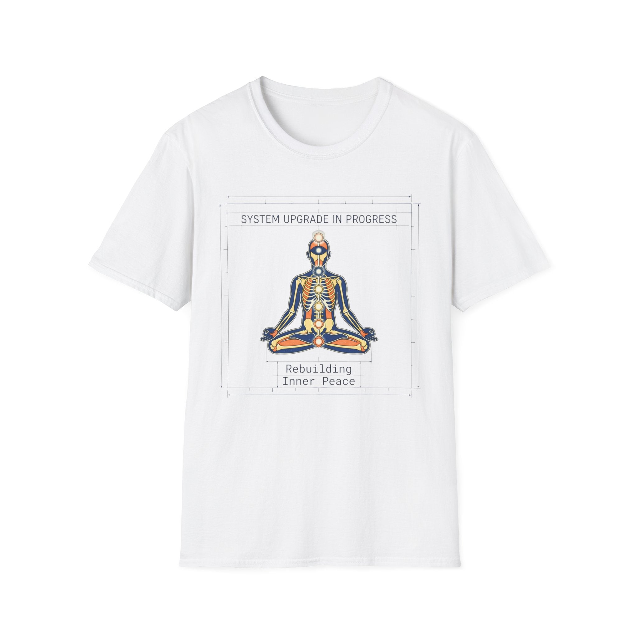 System Upgrade In Progress T-Shirt | Chakra Meditation Skeleton Graphic