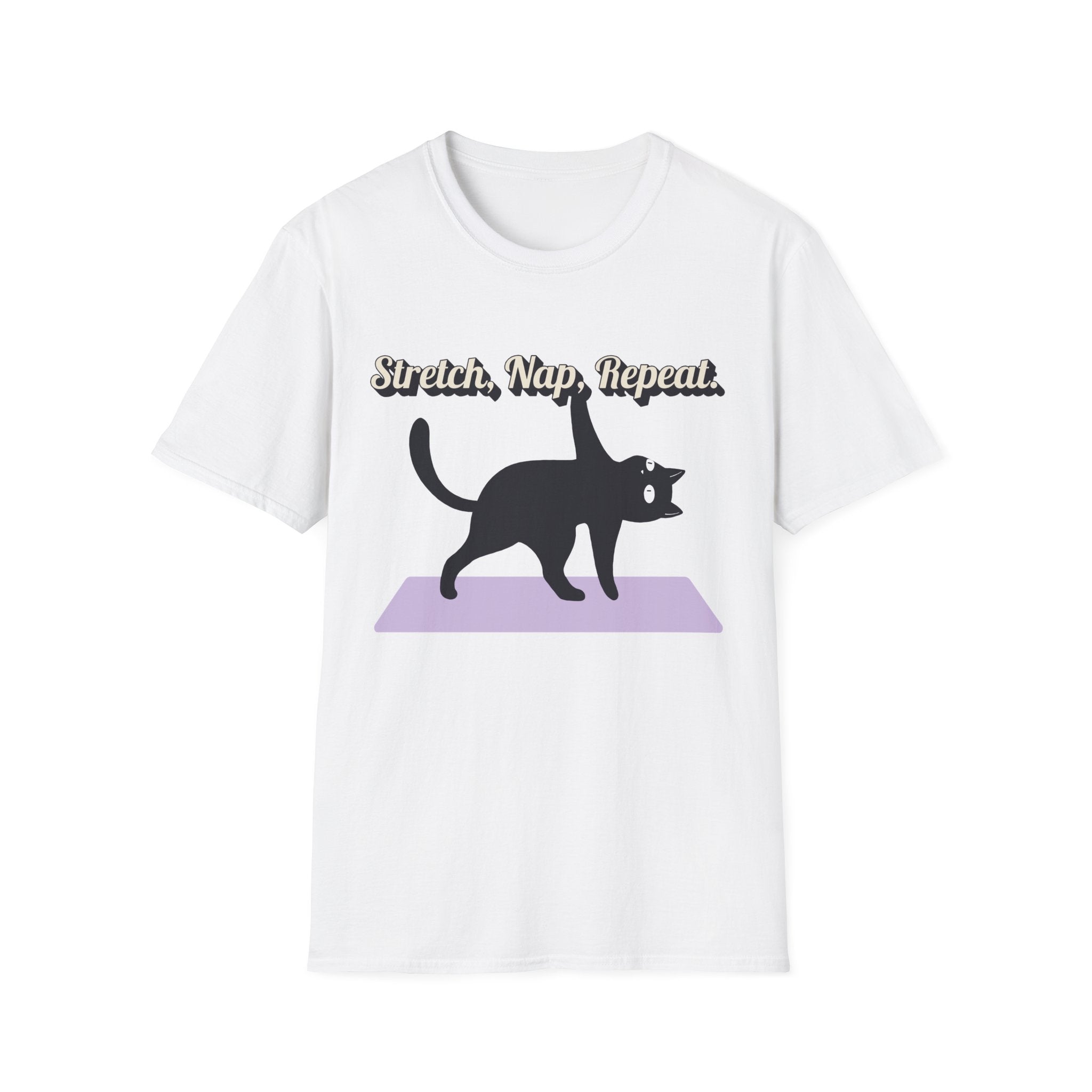 Stretch, Nap, Repeat Cat T-Shirt | Funny Yoga Cat Tee for Cat Lovers