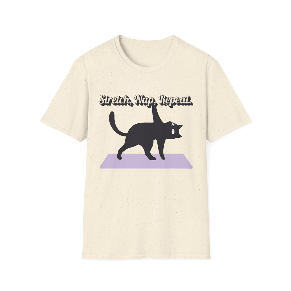 Stretch, Nap, Repeat Cat T-Shirt | Funny Yoga Cat Tee for Cat Lovers