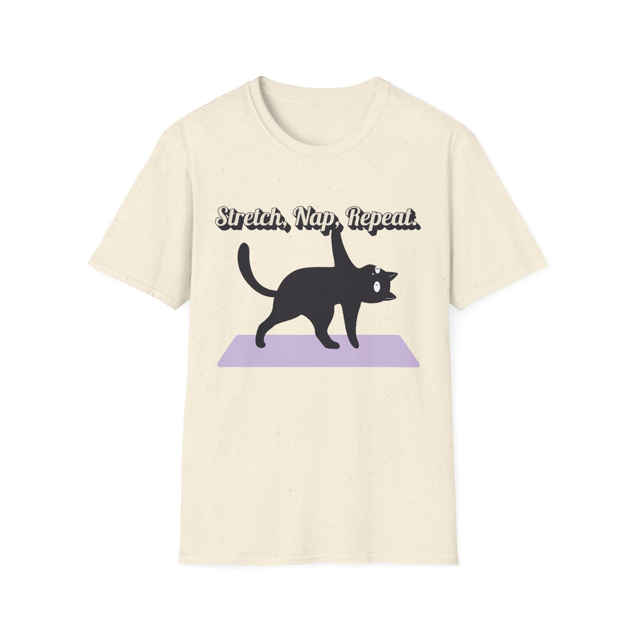 Stretch, Nap, Repeat Cat T-Shirt | Funny Yoga Cat Tee for Cat Lovers