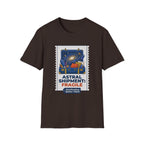 Astral Shipment T-Shirt | "Fragile: Maintaining Better Vibes" Cosmic Luggage Tee