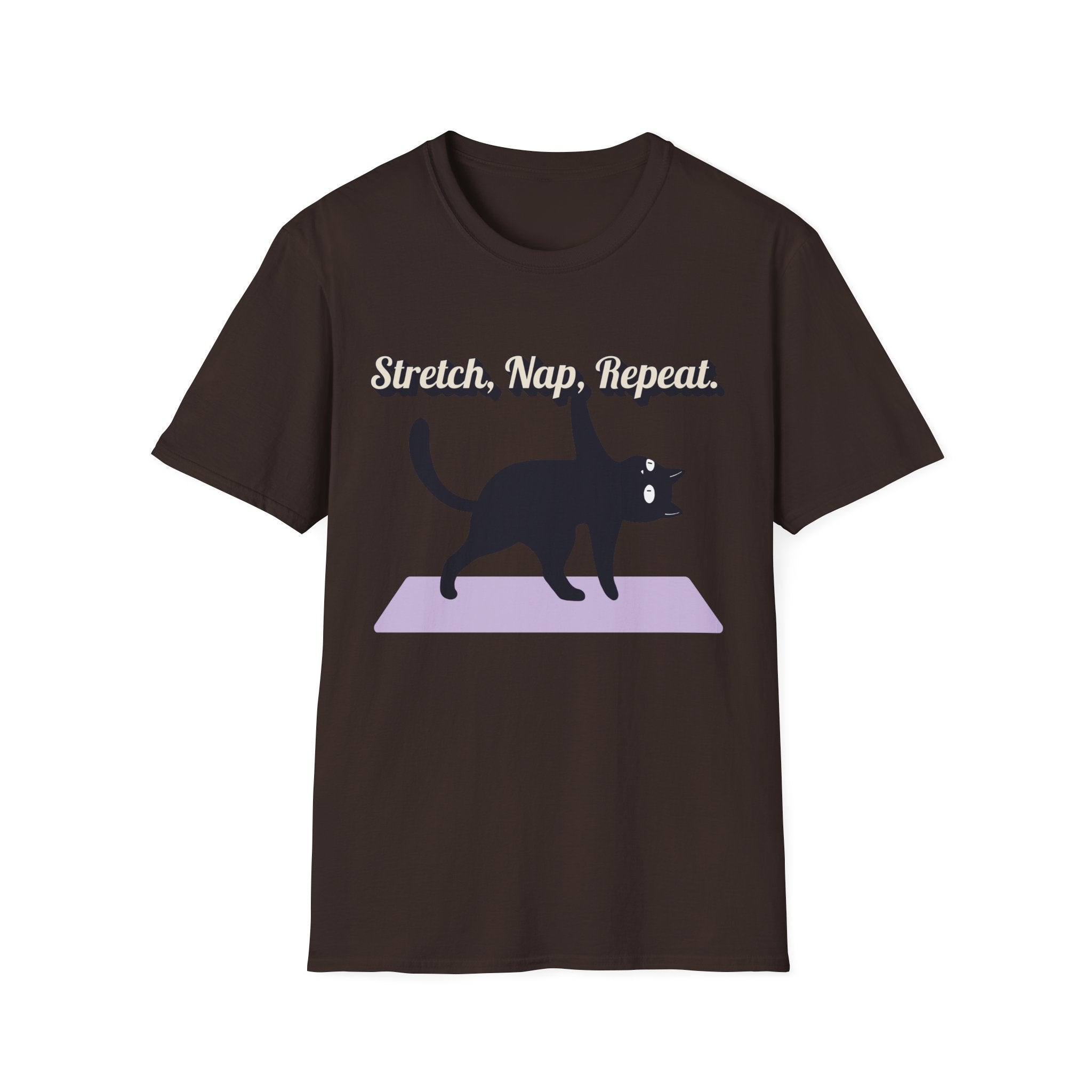 Stretch, Nap, Repeat Cat T-Shirt | Funny Yoga Cat Tee for Cat Lovers