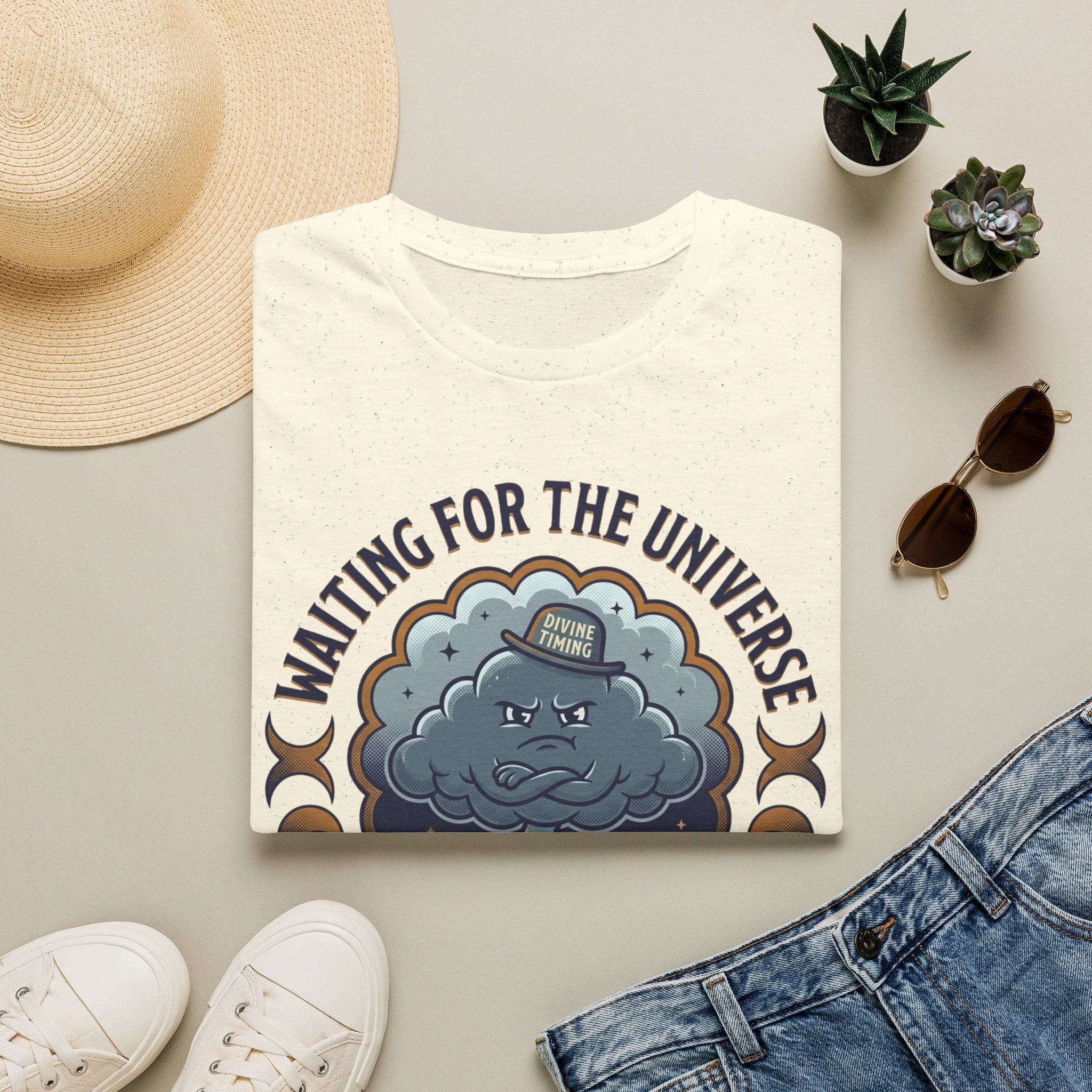 Waiting for the Universe T-Shirt | Moody Cloud Graphic Tee ("Divine Timing")