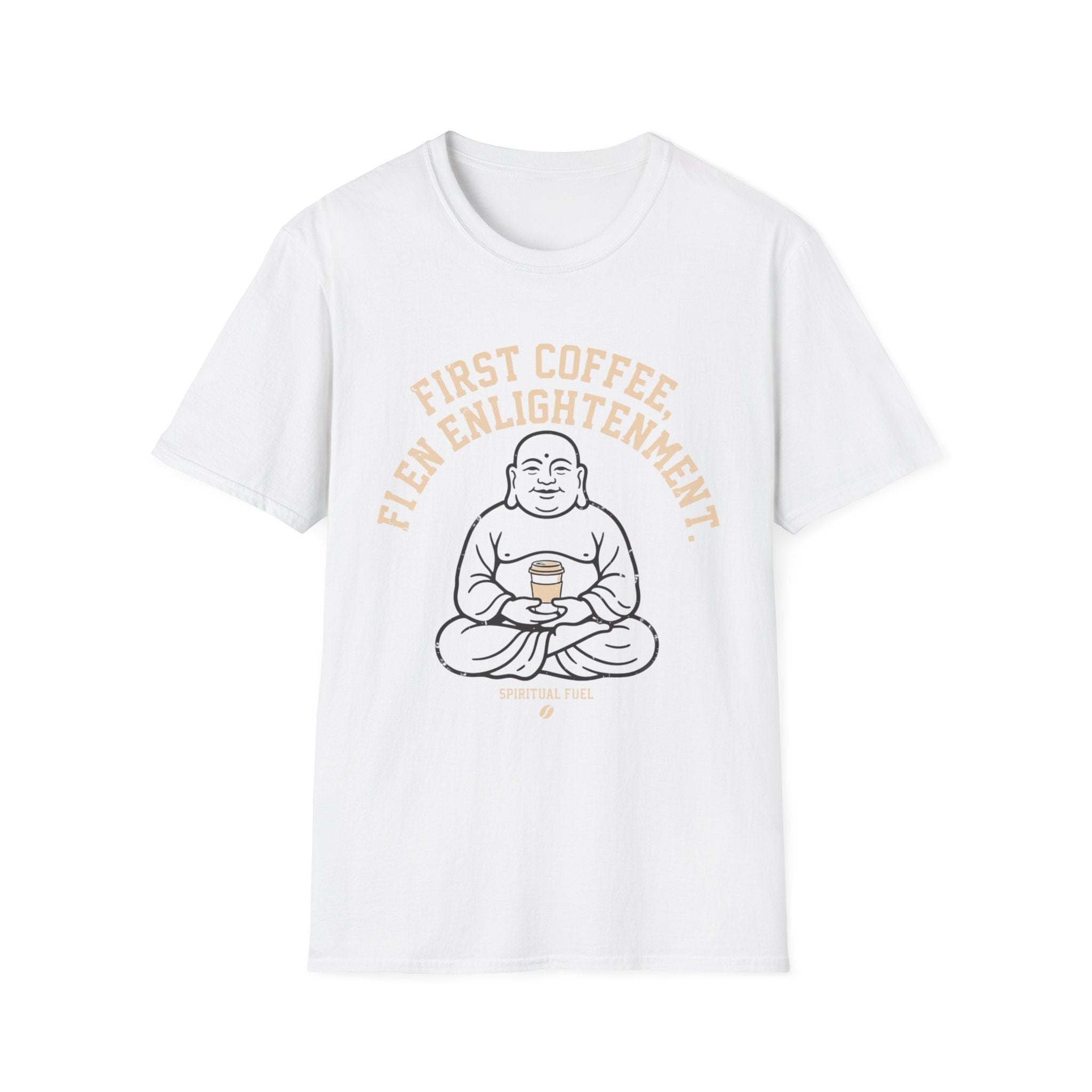 Buddha Coffee T-Shirt | "First Coffee, Then Enlightenment" Relaxed Tee