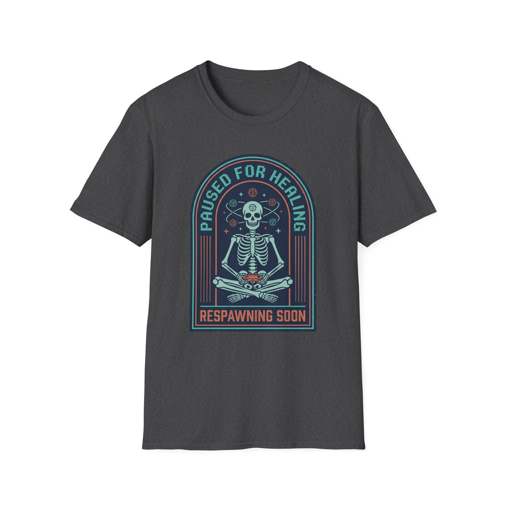 "Paused for Healing, Respawning Soon" Skeleton Graphic T-Shirt