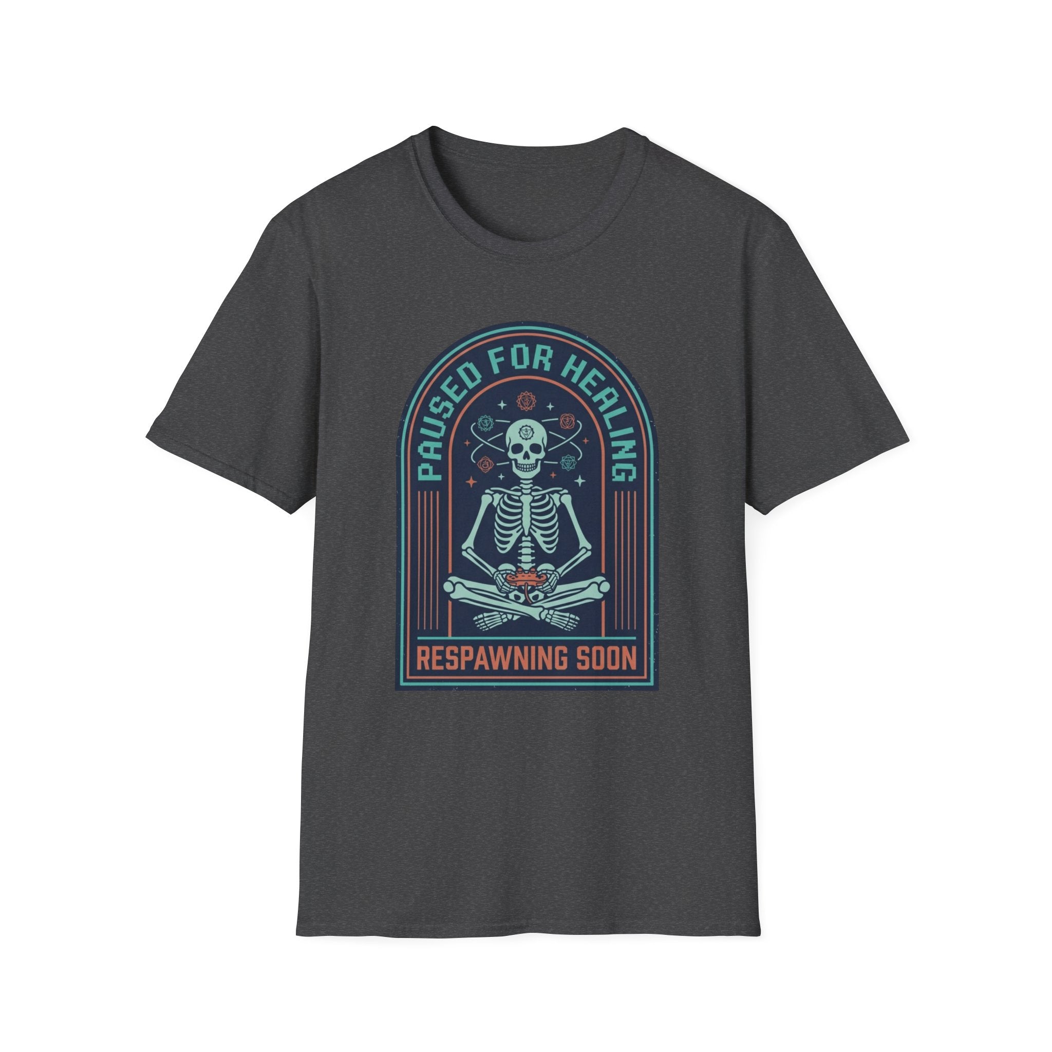 "Paused for Healing, Respawning Soon" Skeleton Graphic T-Shirt