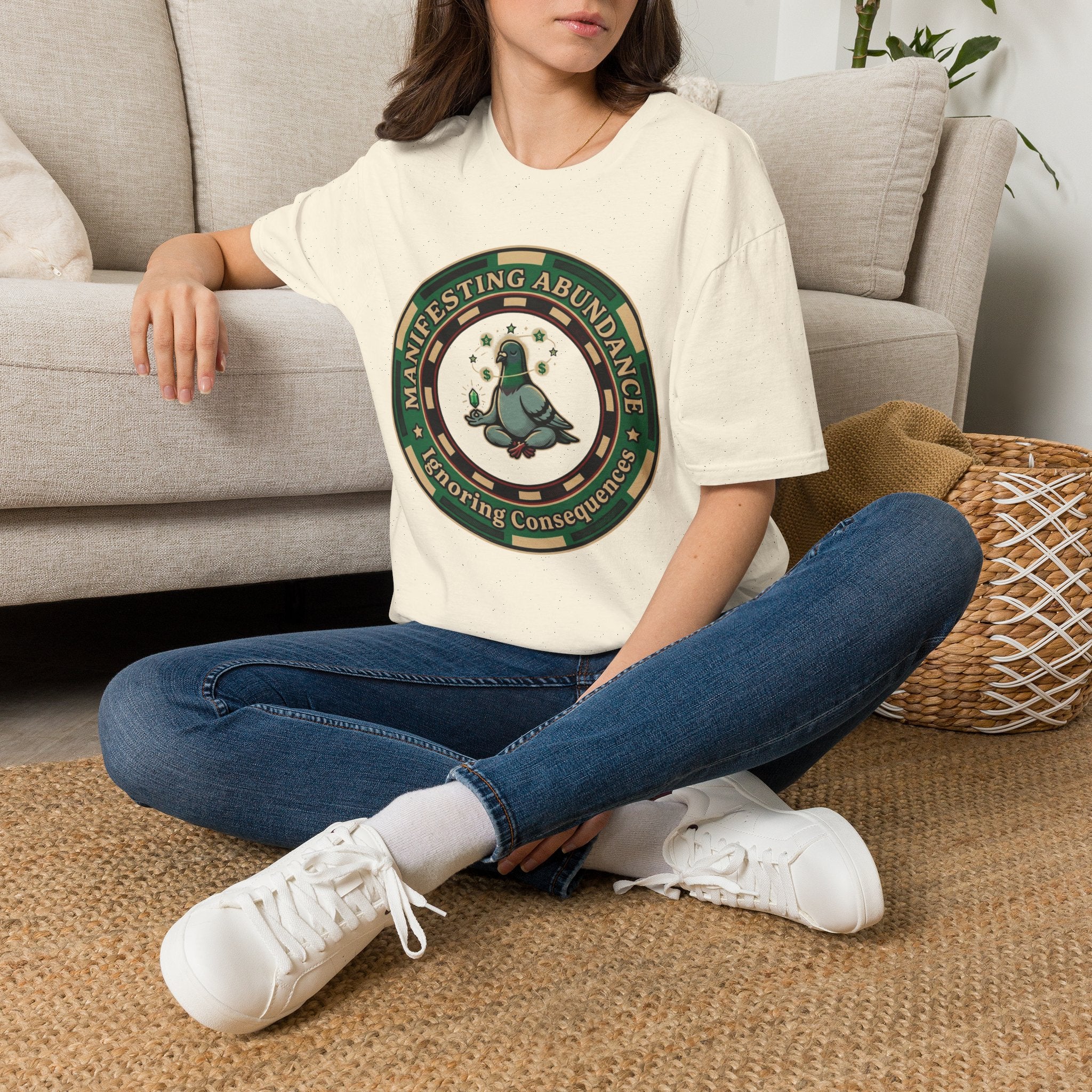 Manifesting Abundance T-Shirt | Cute Pigeon Money Luck Graphic Tee