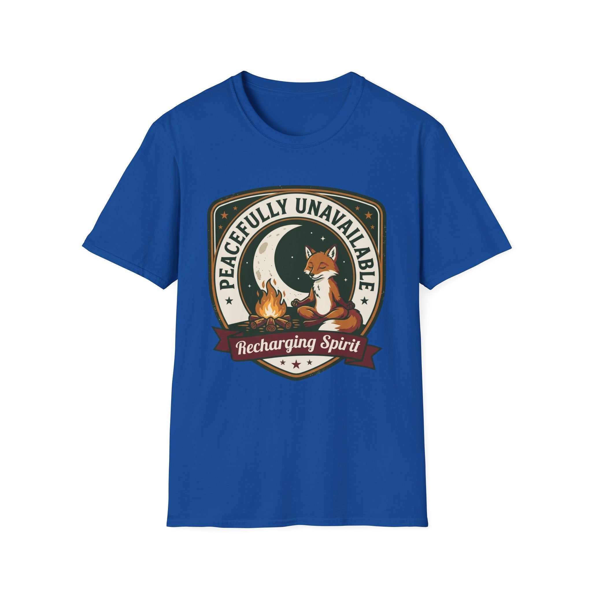 Peacefully Unavailable Fox T-Shirt | 'Recharging Spirit' Cute Night Moon Graphic Tee