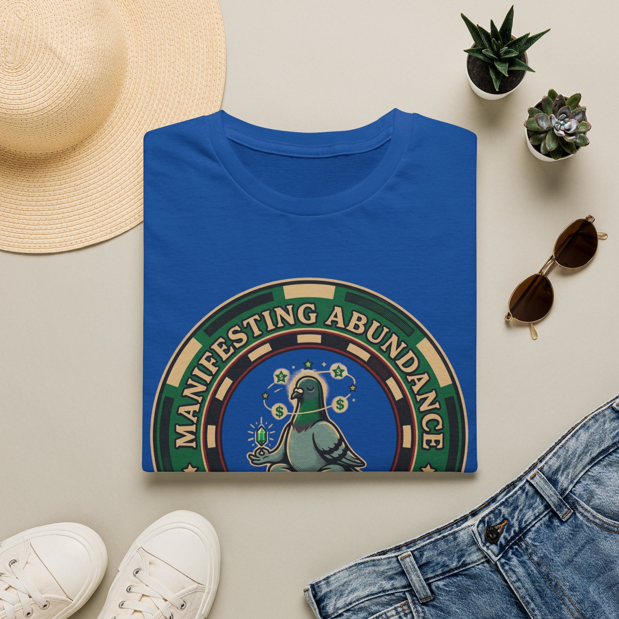 Manifesting Abundance T-Shirt | Cute Pigeon Money Luck Graphic Tee