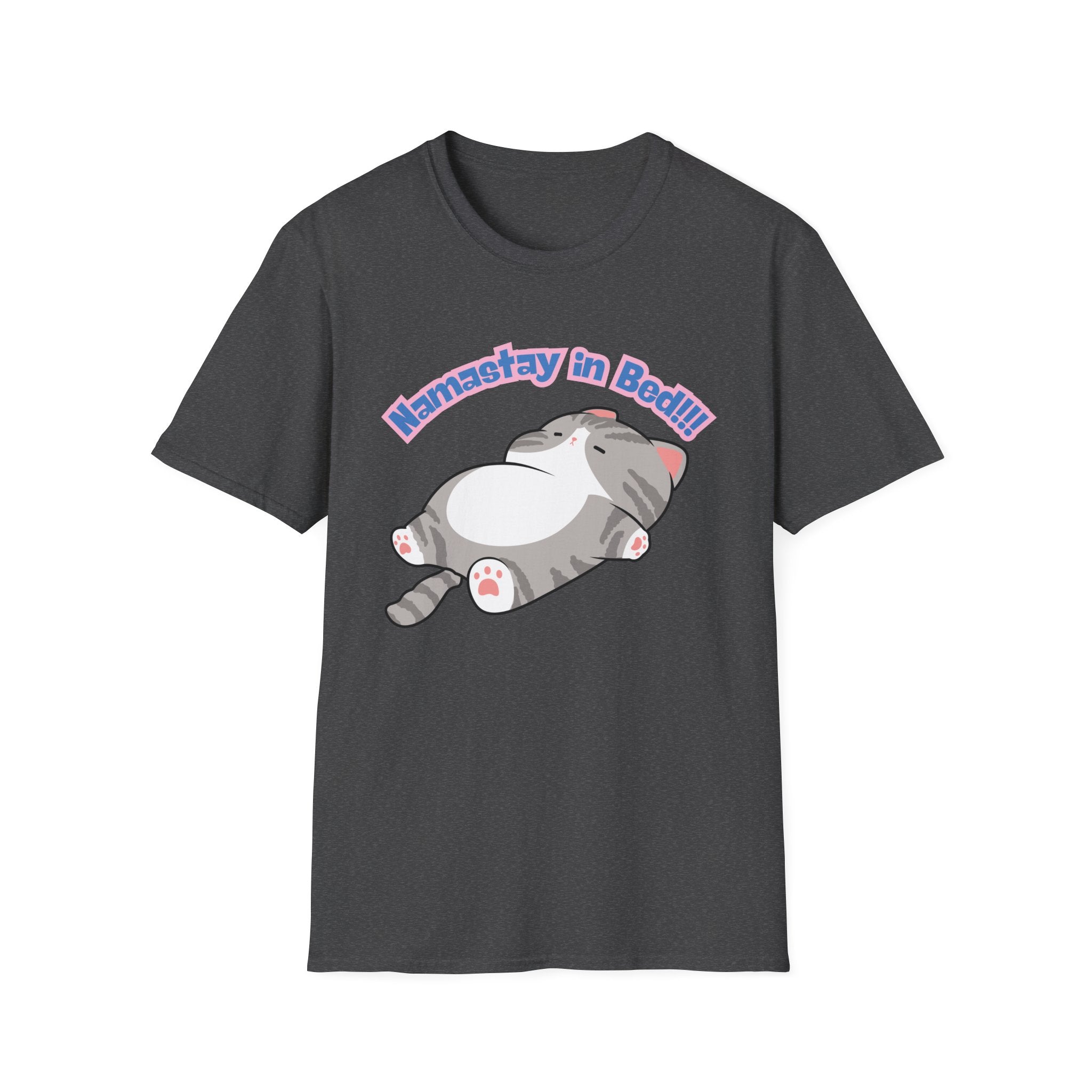 Namastay in Bed T-Shirt | Cute Lazy Cat Graphic Tee