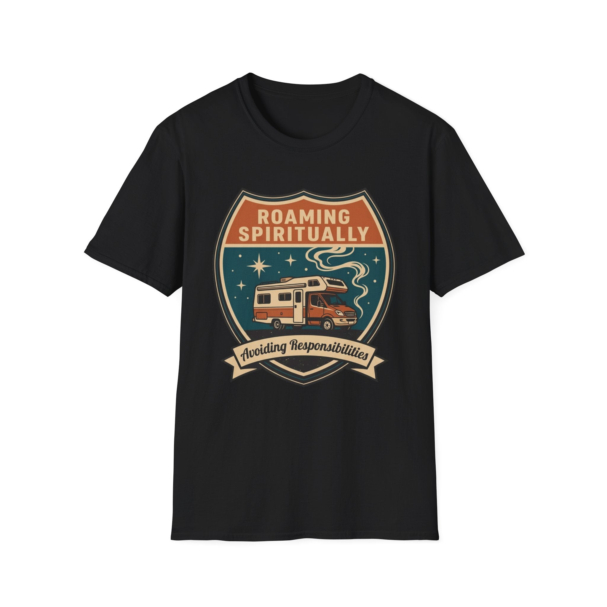 Roaming Spiritually RV Graphic T-Shirt | Vintage Camper Faith Travel Tee