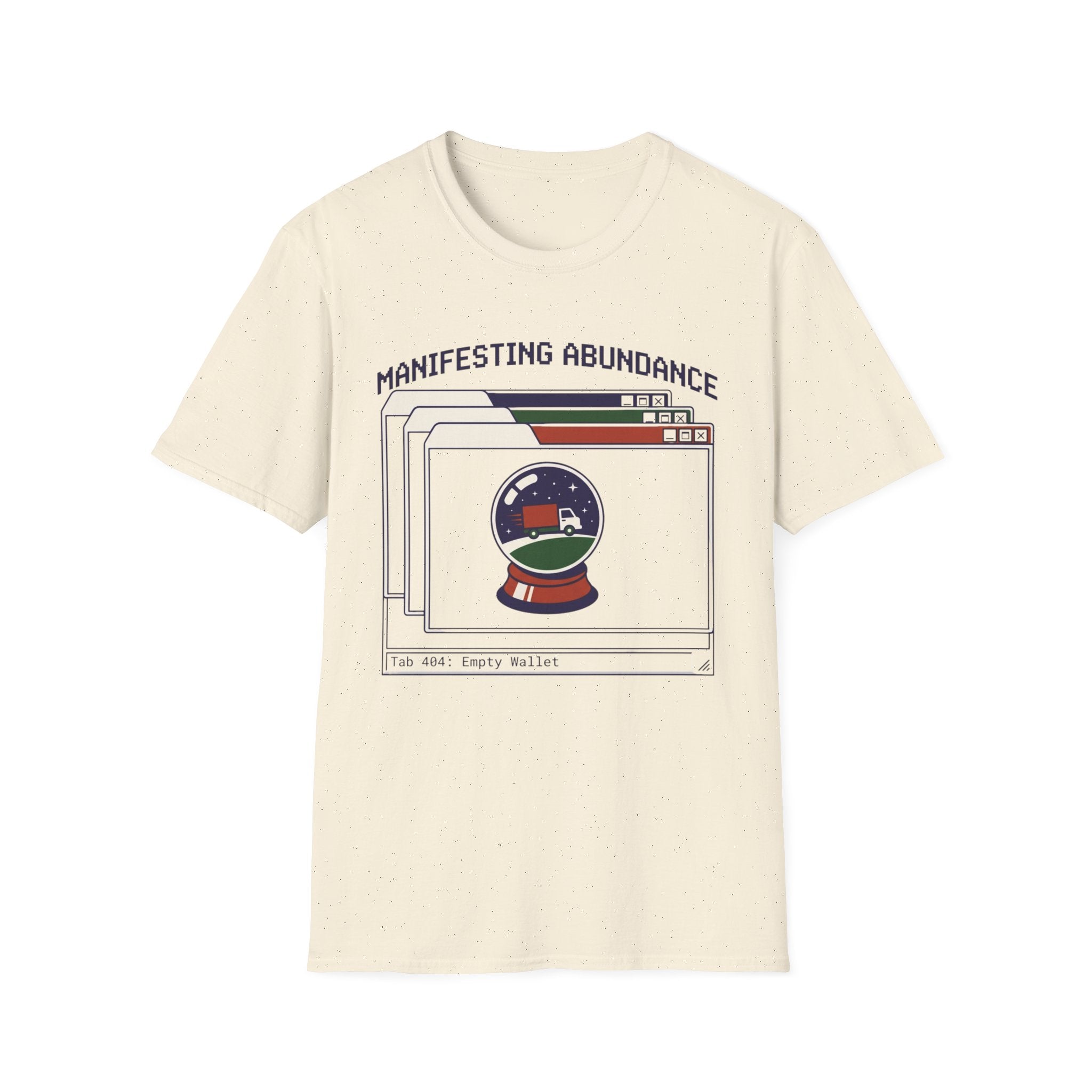 Manifesting Abundance T-Shirt | Retro Crystal Ball & Browser Window Graphic