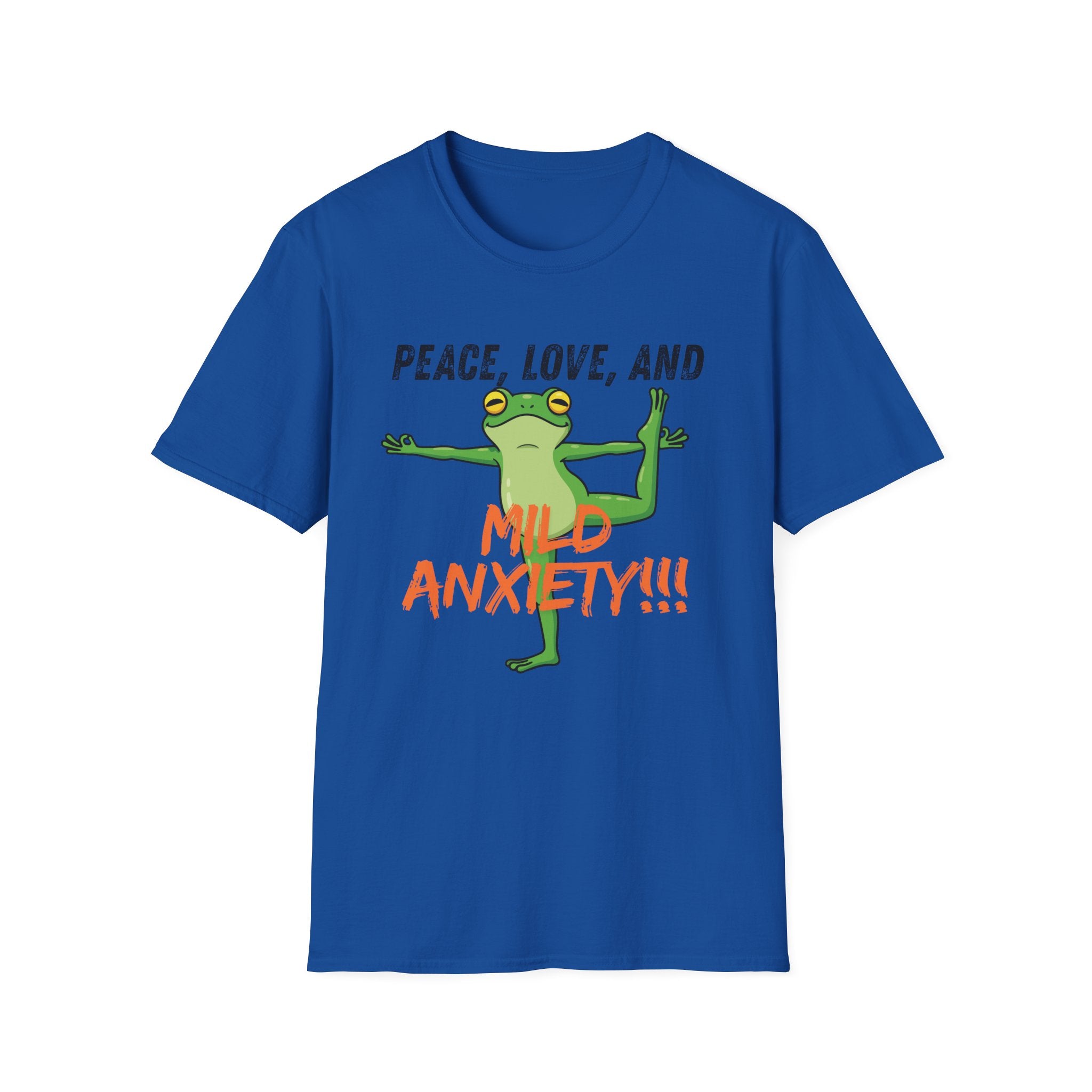 Peace, Love, and Mild Anxiety T-Shirt | Funny Yoga Frog Graphic Tee