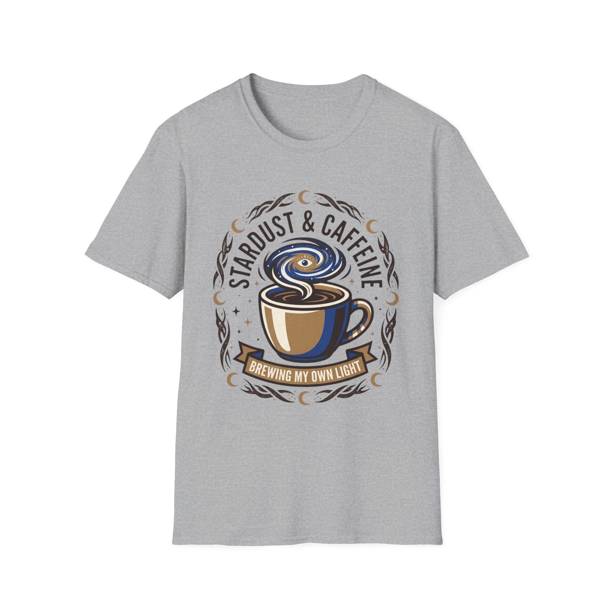 Stardust & Caffeine T-Shirt — Cosmic Coffee Lover Tee