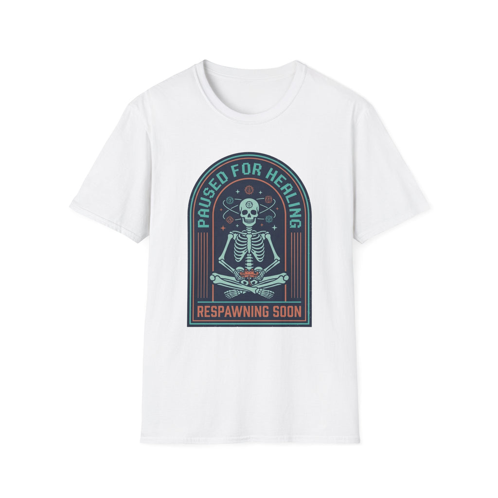 "Paused for Healing, Respawning Soon" Skeleton Graphic T-Shirt