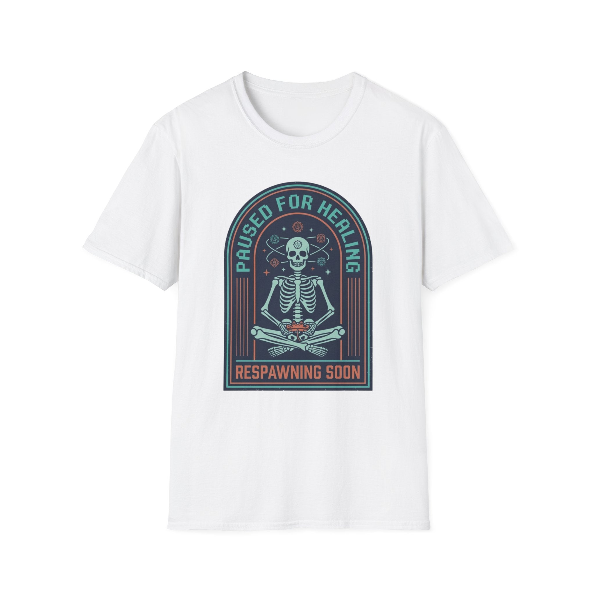 "Paused for Healing, Respawning Soon" Skeleton Graphic T-Shirt