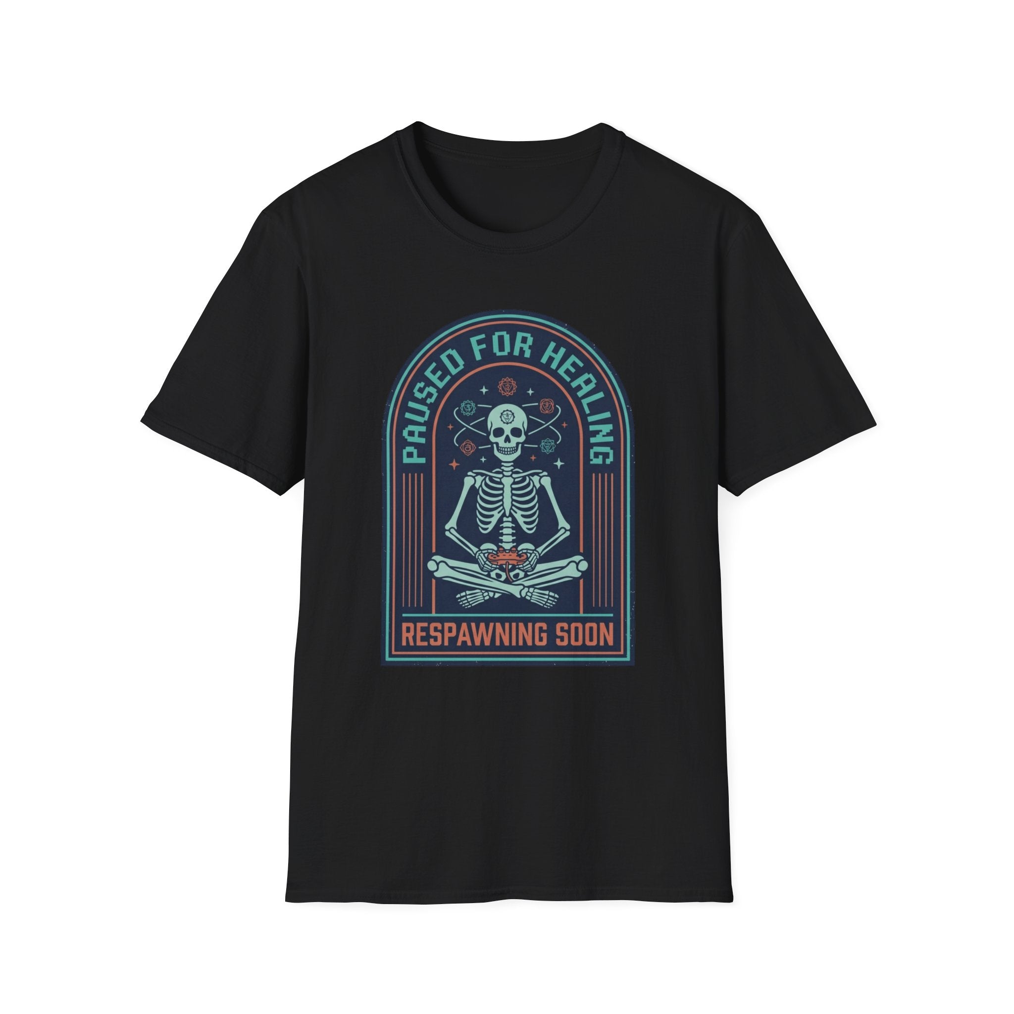 "Paused for Healing, Respawning Soon" Skeleton Graphic T-Shirt