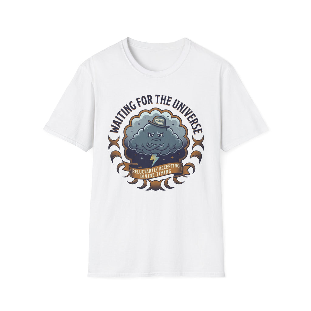 Waiting for the Universe T-Shirt | Moody Cloud Graphic Tee ("Divine Timing")
