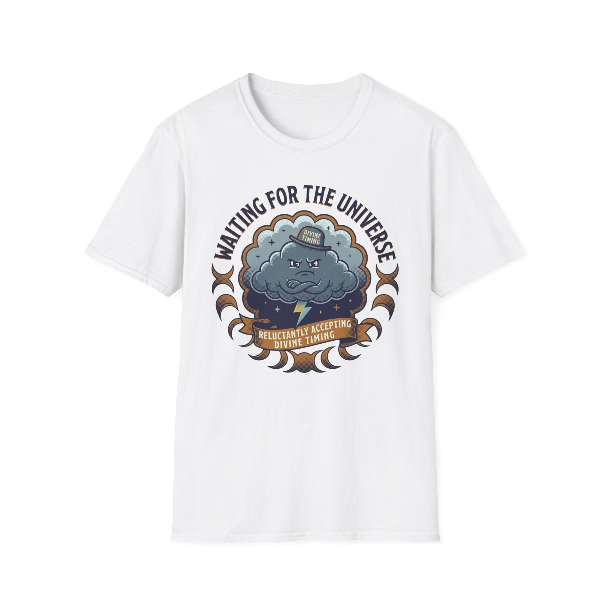 Waiting for the Universe T-Shirt | Moody Cloud Graphic Tee ("Divine Timing")
